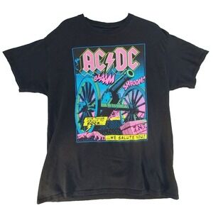 AC/DC T‎ Shirt Large Mens Liquid Blue For Those About To Rock Short Sleeve